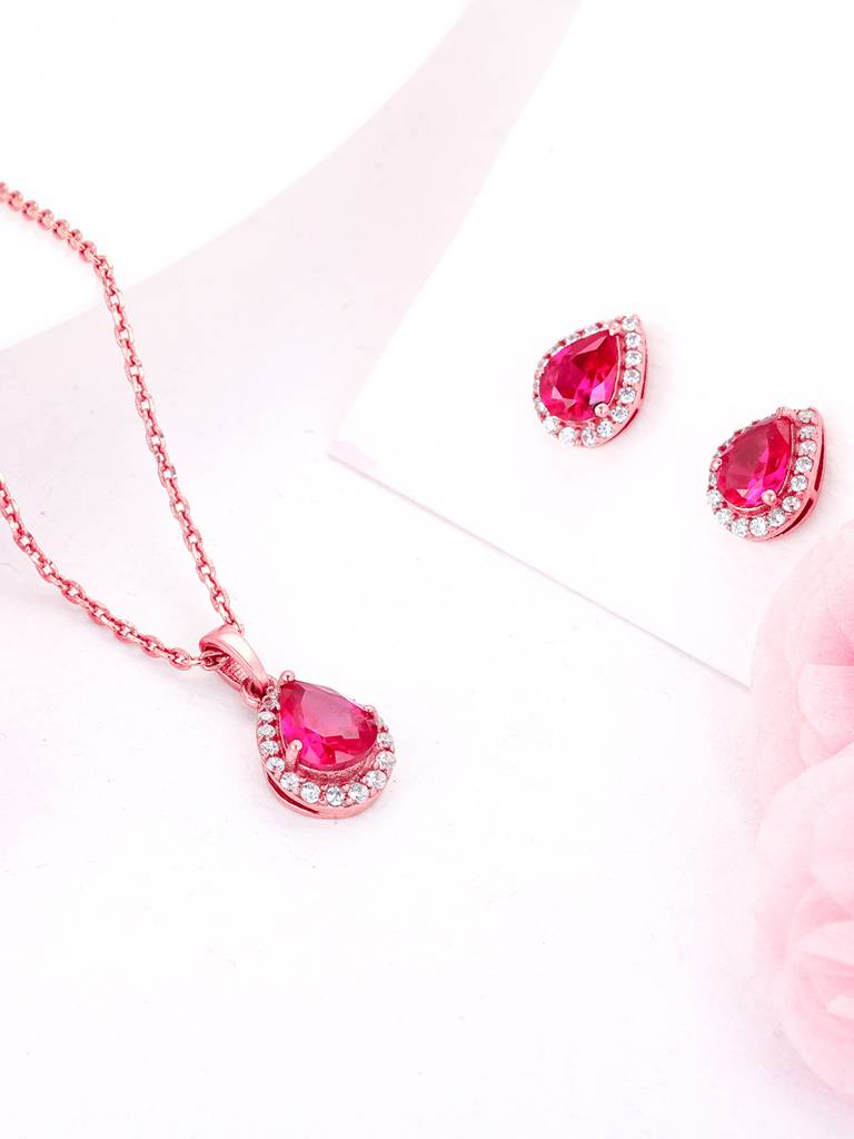 Giva 925 Sterling Silver Rose Gold Be Bold And Beautiful Set With Link Chain
