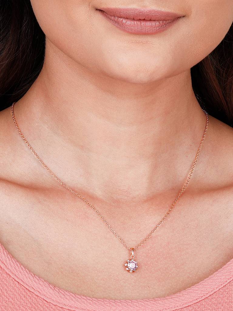 Giva 925 Sterling Silver Rose Gold May You Always Bloom Pendant With Link Chain