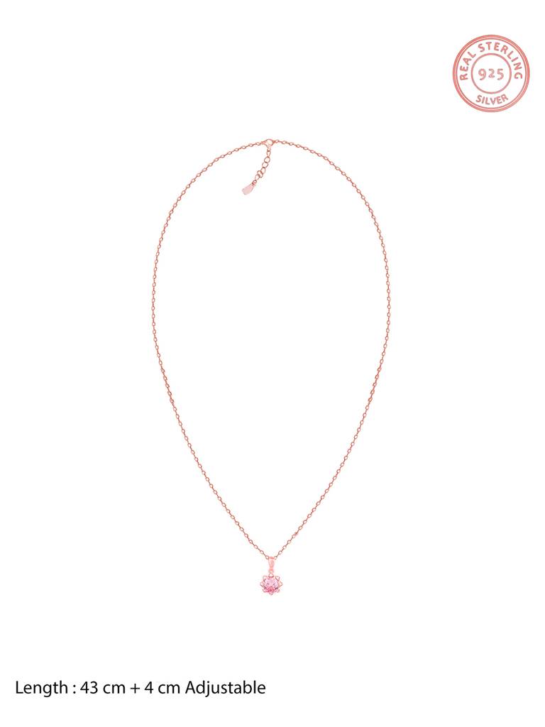 Giva 925 Sterling Silver Rose Gold May You Always Bloom Pendant With Link Chain