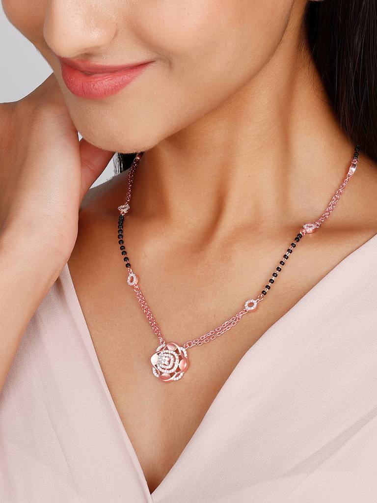 GIVA 925 Sterling Silver Rose Gold Subtle Sparkle Mangalsutra