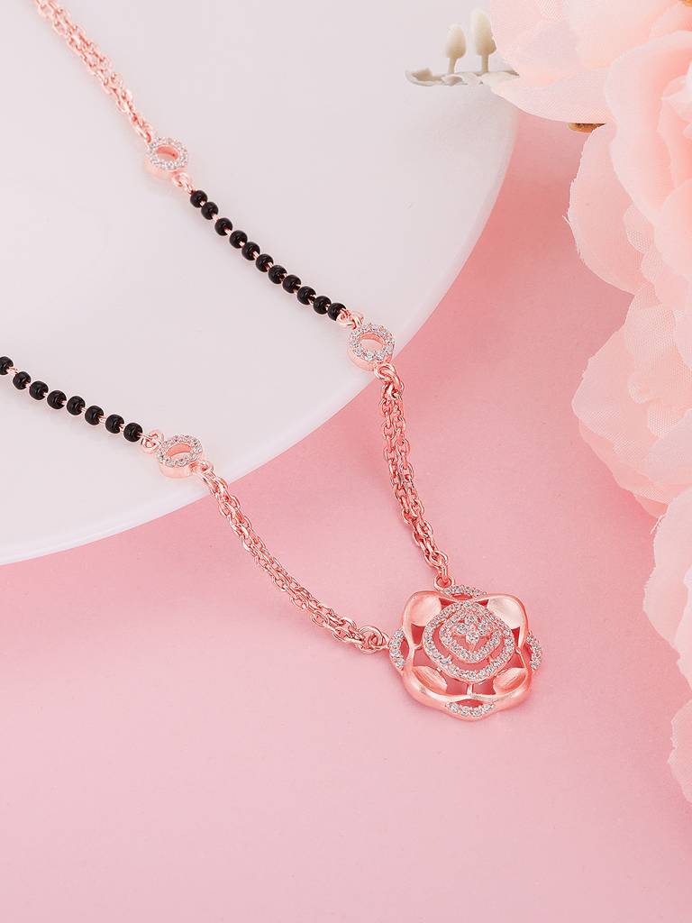 GIVA 925 Sterling Silver Rose Gold Subtle Sparkle Mangalsutra