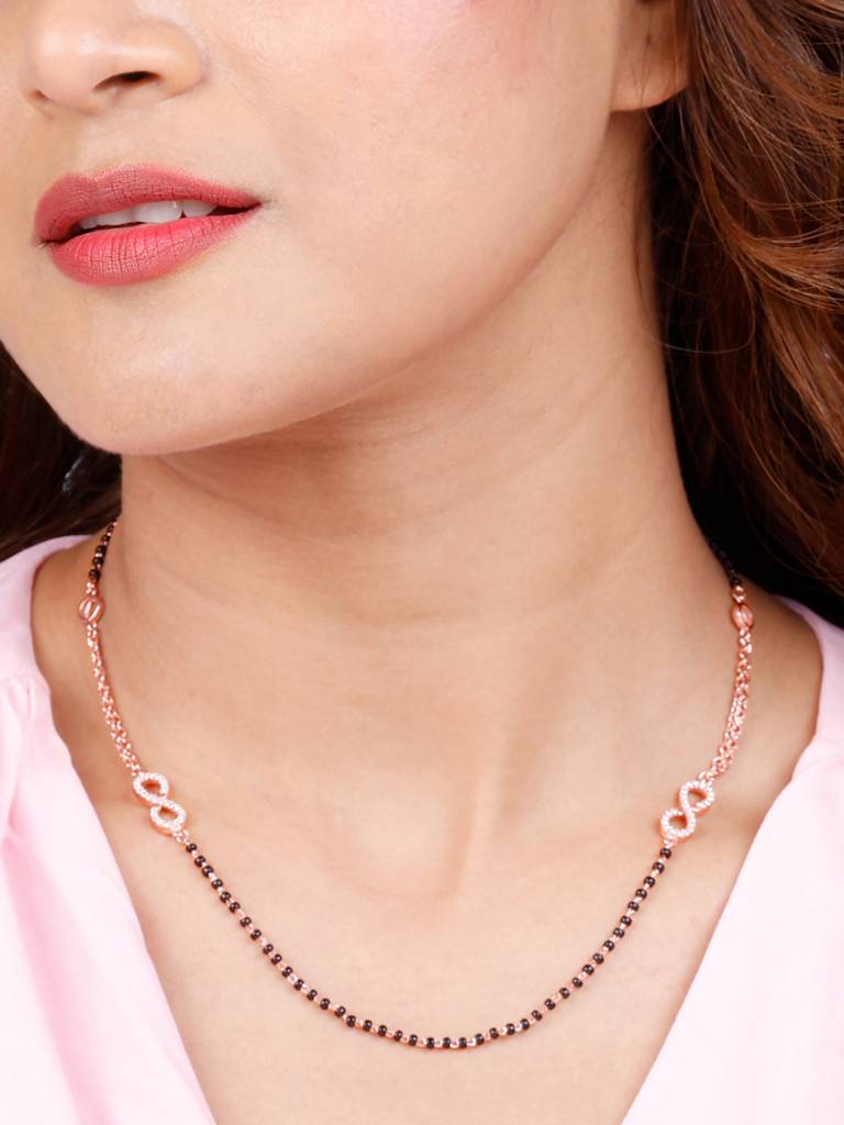 GIVA 925 Sterling Silver Rose Gold Infinity Bond Mangalsutra