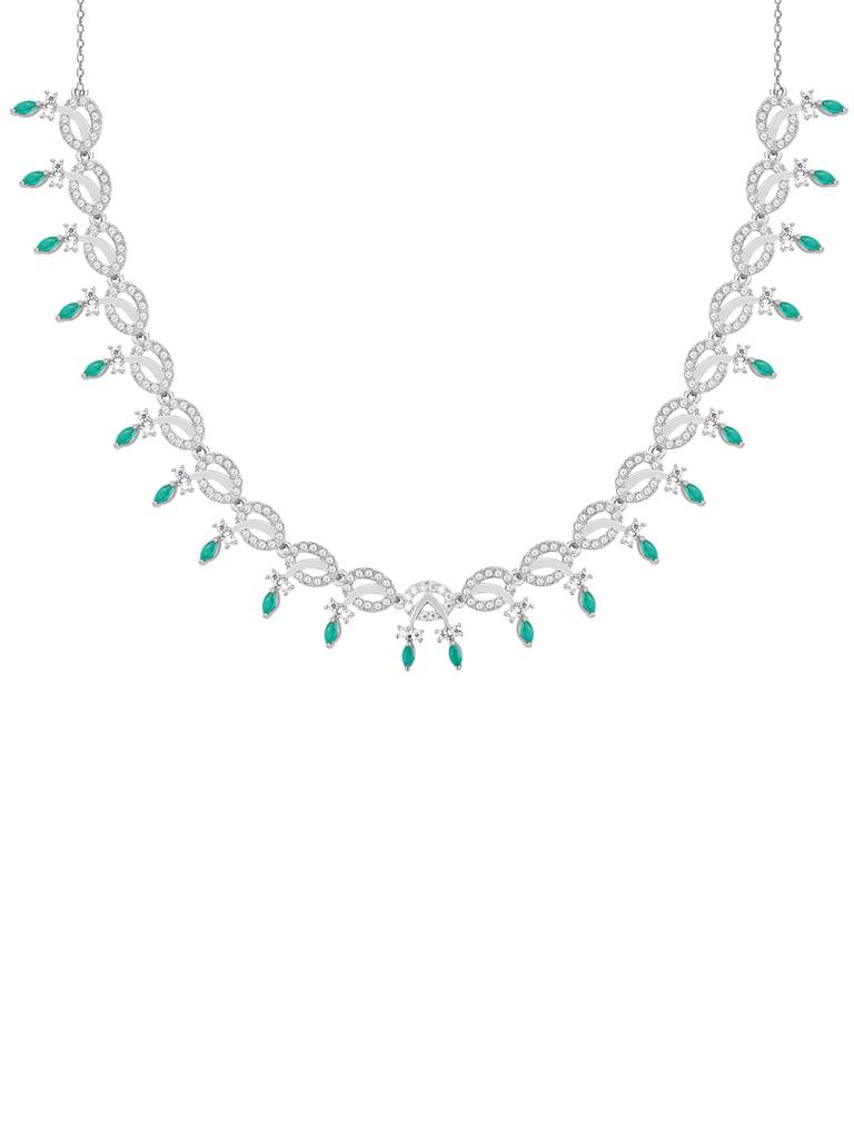 Giva 925 Sterling Silver Zircon Studded Kalash Necklace