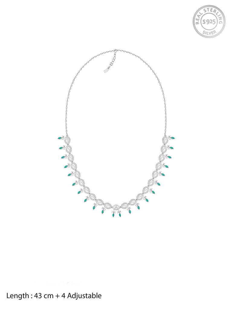 Giva 925 Sterling Silver Zircon Studded Kalash Necklace