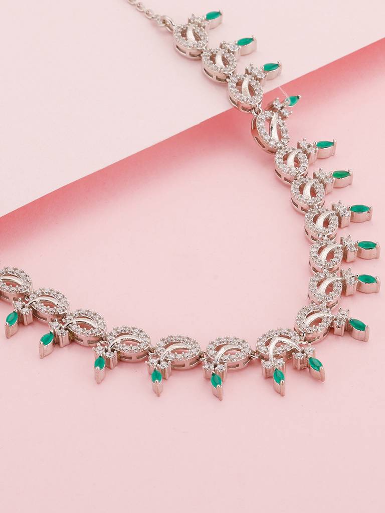 Giva 925 Sterling Silver Zircon Studded Kalash Necklace