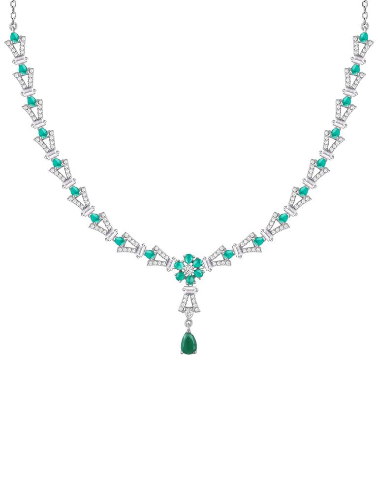 Giva 925 Sterling Silver Green Carnation Necklace