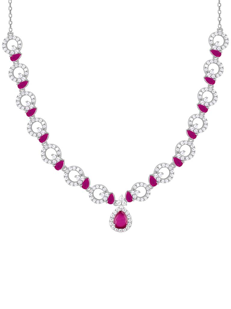Giva 925 Sterling Silver Zircon Ballentine Necklace