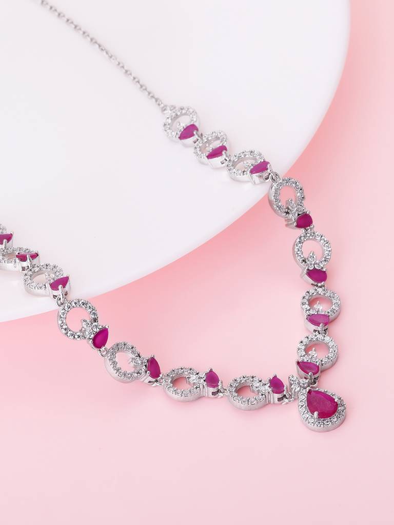 Giva 925 Sterling Silver Zircon Ballentine Necklace
