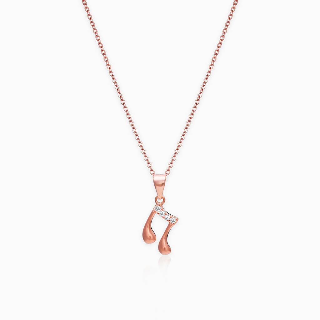 Rose Gold Music Pendant With Link Chain : PD0182