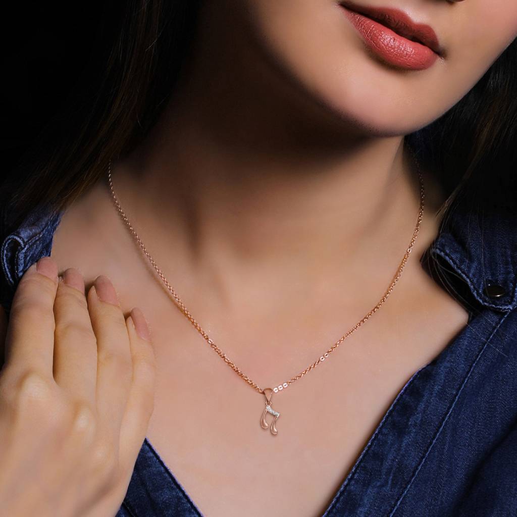 Rose Gold Music Pendant With Link Chain : PD0182