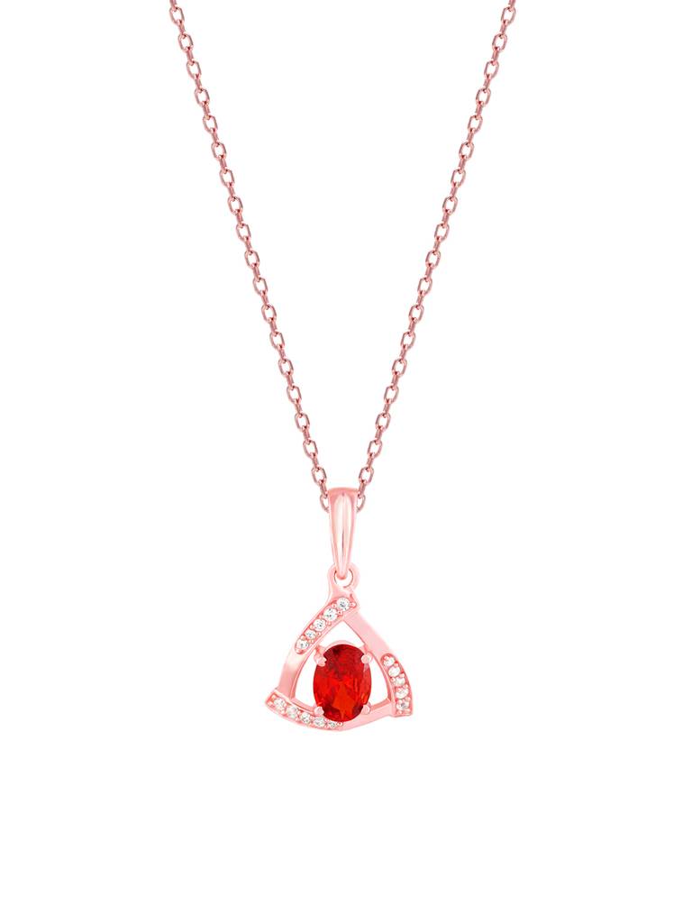 Giva 925 Sterling Silver Rose Gold Fiery Passion Of Red Pendant With Link Chain