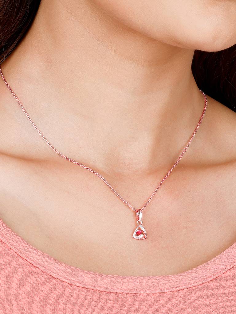 Giva 925 Sterling Silver Rose Gold Gem Of Hope Pendant With Link Chain
