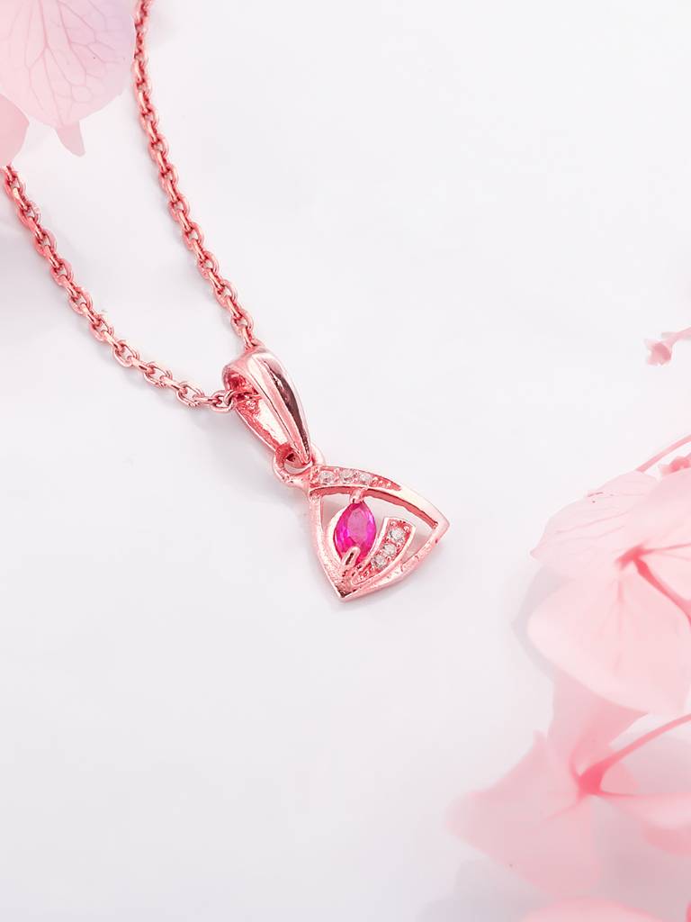 Giva 925 Sterling Silver Rose Gold Gem Of Hope Pendant With Link Chain