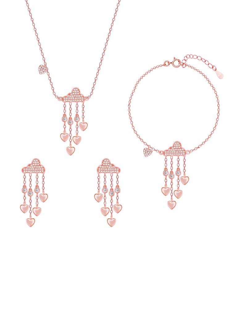 GIVA 925 Sterling Silver Rose Gold Cloud of Love Set
