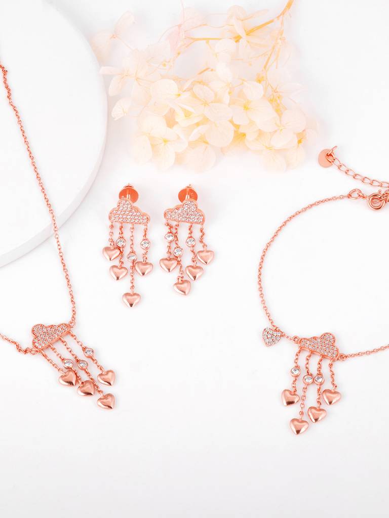 GIVA 925 Sterling Silver Rose Gold Cloud of Love Set