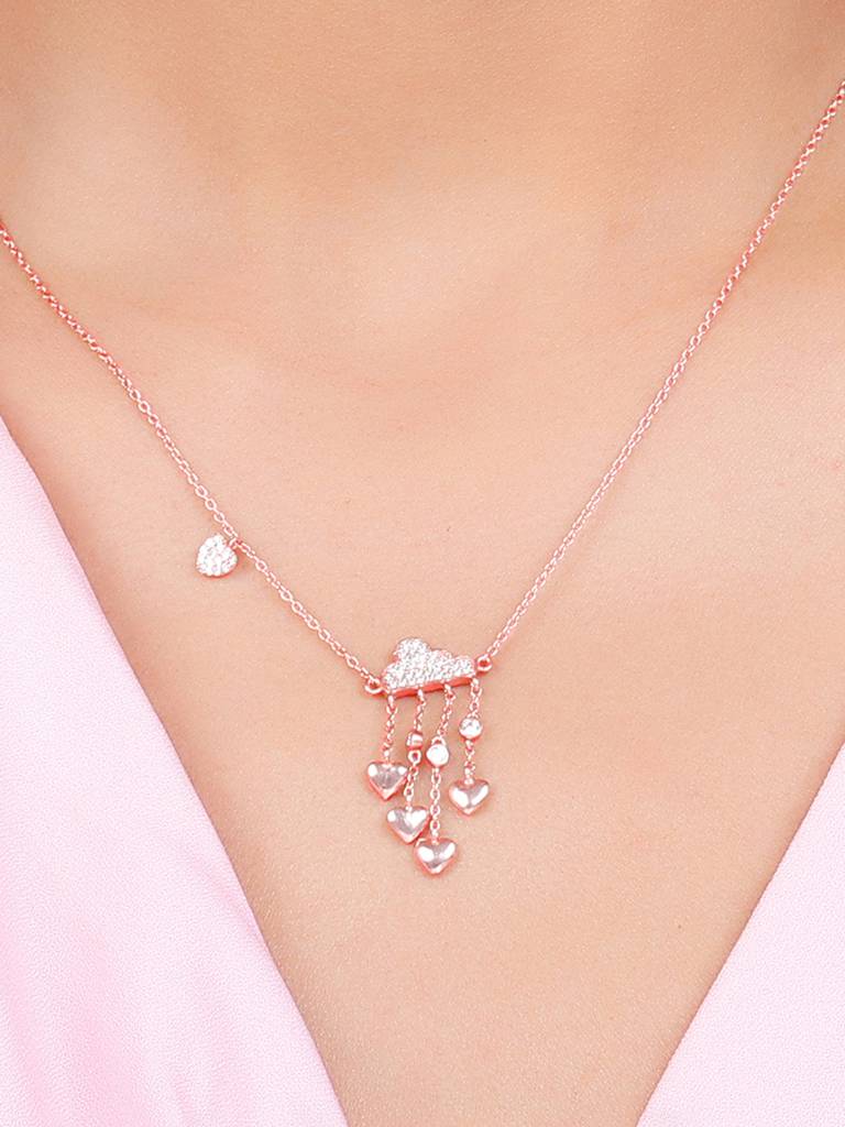 GIVA 925 Sterling Silver Rose Gold Cloud of Love Necklace