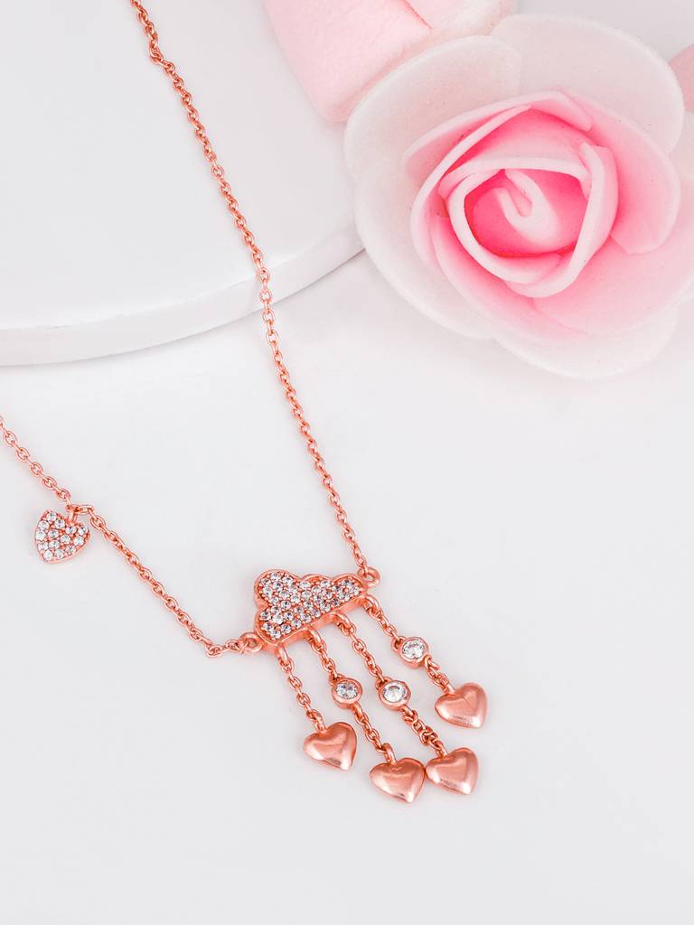 GIVA 925 Sterling Silver Rose Gold Cloud of Love Necklace