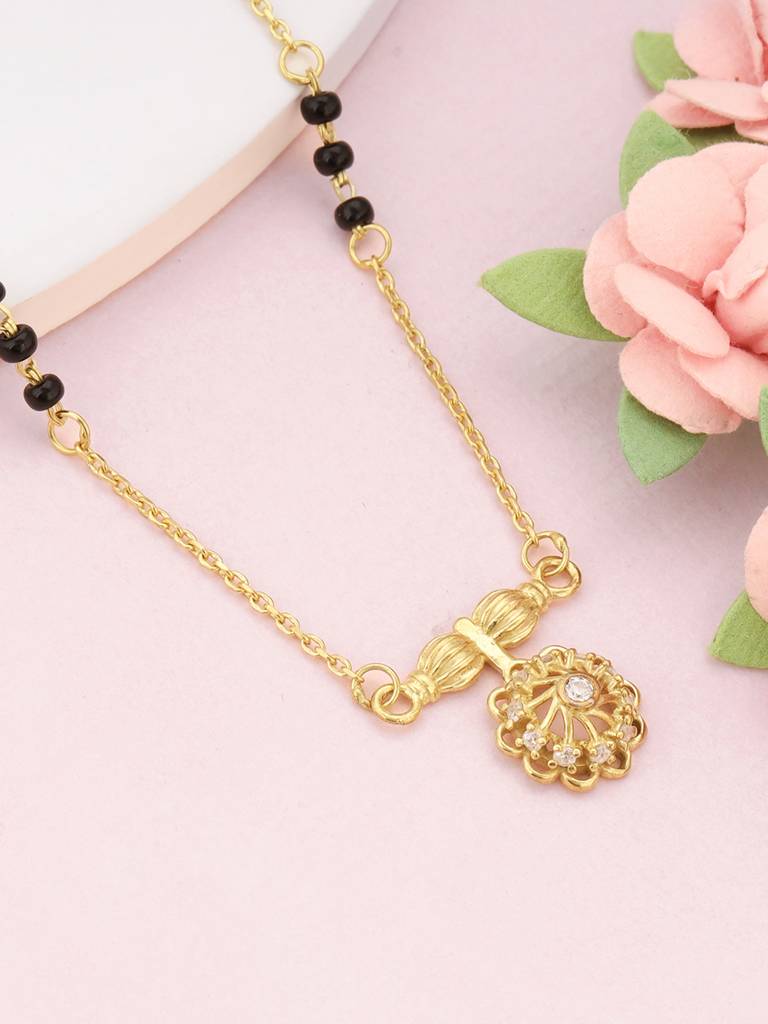 Giva 925 Sterling Silver Golden Sacred Floral Mangalsutra