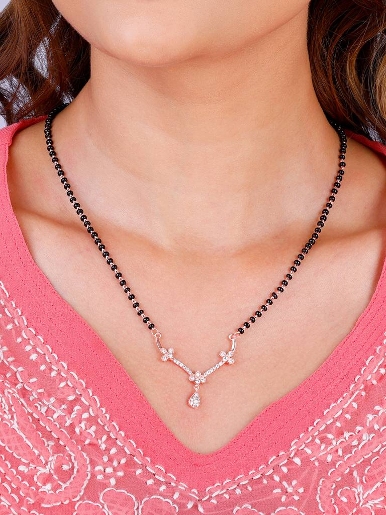 Giva 925 Sterling Silver Rose Gold Harmony Drop Mangalsutra