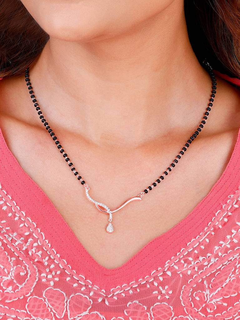 Giva 925 Sterling Silver Rose Gold Enchanted Knot Mangalsutra