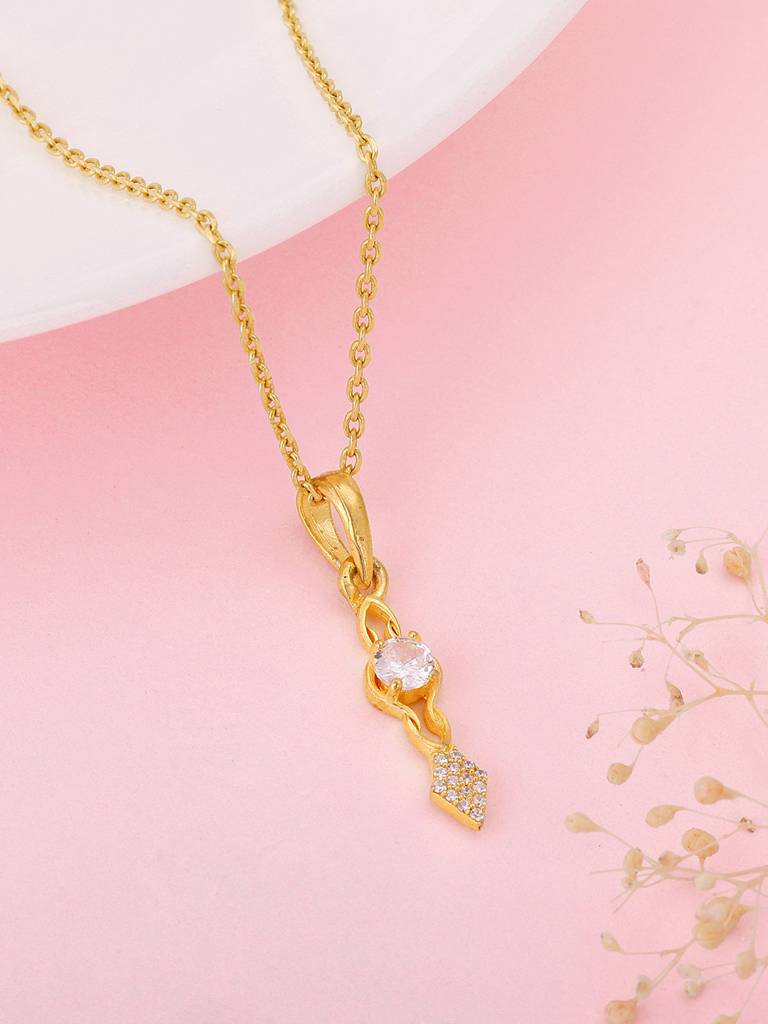 Giva 925 Sterling Silver Golden Sparkling Arrowhead Pendant With Link Chain