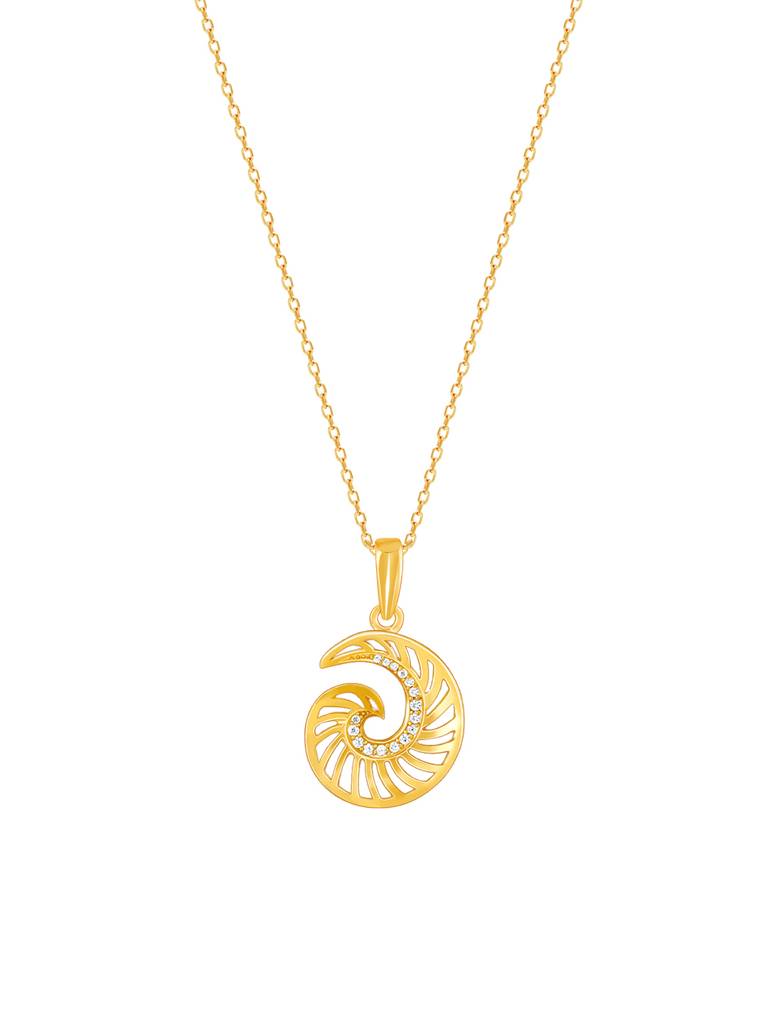 Giva 925 Sterling Silver Golden Whirling Winds Pendant With Link Chain