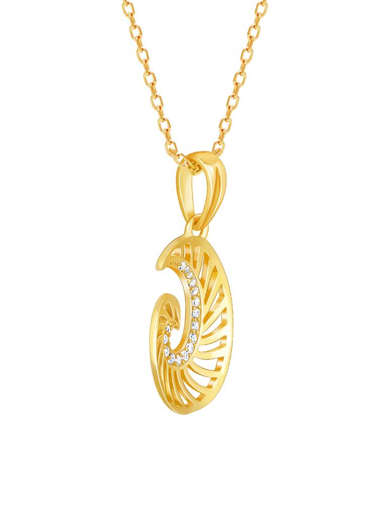 Giva 925 Sterling Silver Golden Whirling Winds Pendant With Link Chain