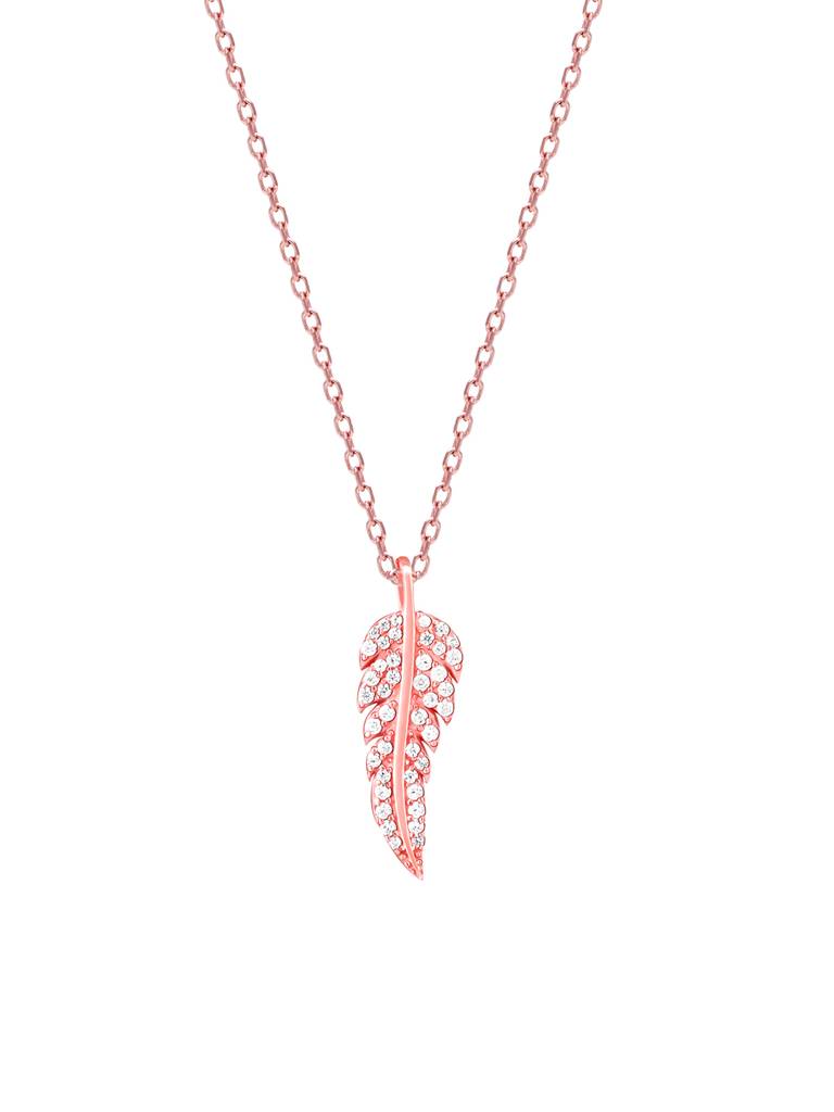 Giva 925 Sterling Silver Rose Gold Leaf Elegance Pendant With Link Chain