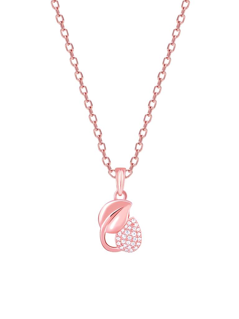 Giva 925 Sterling Silver Rose Gold Sprig Of Leaf Pendant With Link Chain