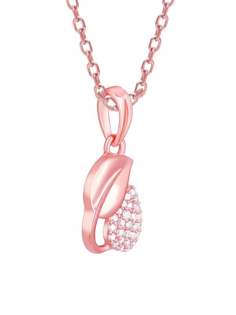 Giva 925 Sterling Silver Rose Gold Sprig Of Leaf Pendant With Link Chain