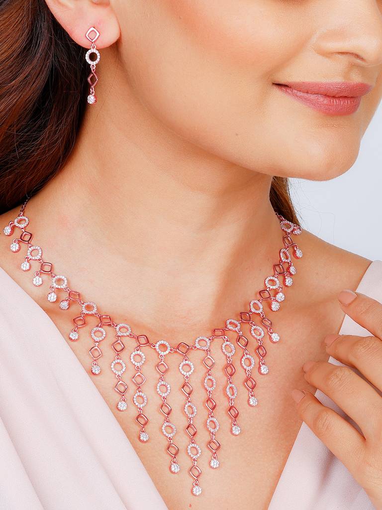 Giva 925 Sterling Silver Anushka Sharma Rose Gold Queen Of Dreams Set