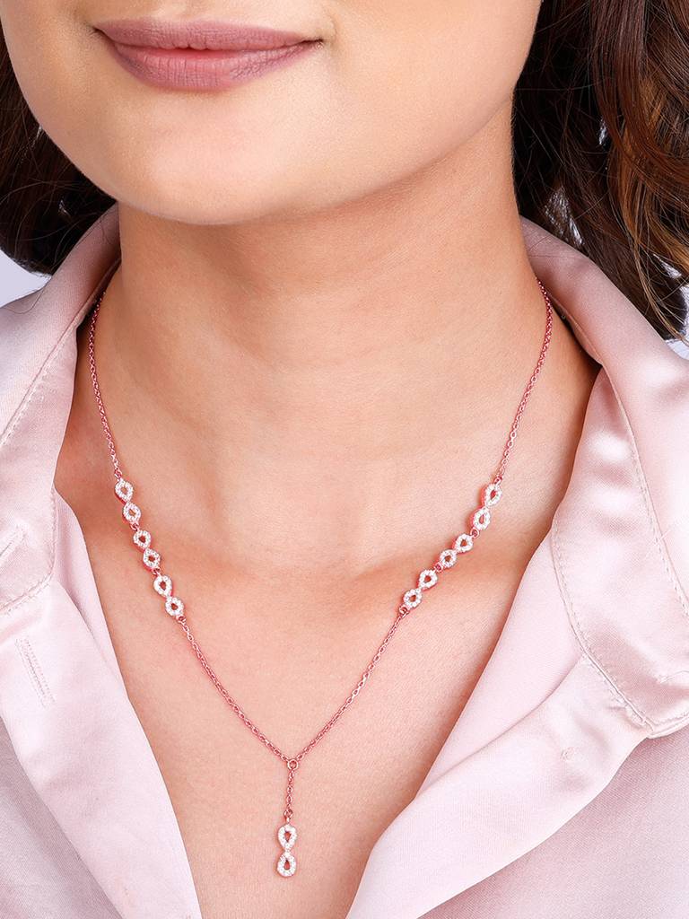Giva 925 Sterling Silver Rose Gold Grand Opulence Necklace