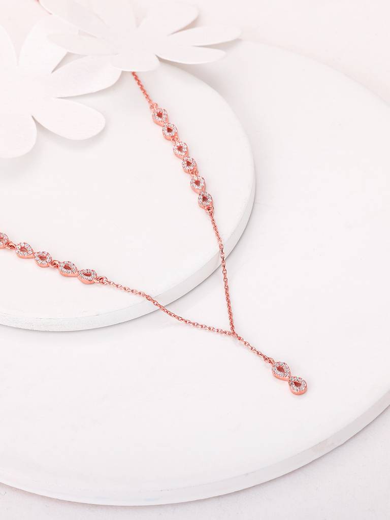 Giva 925 Sterling Silver Rose Gold Grand Opulence Necklace