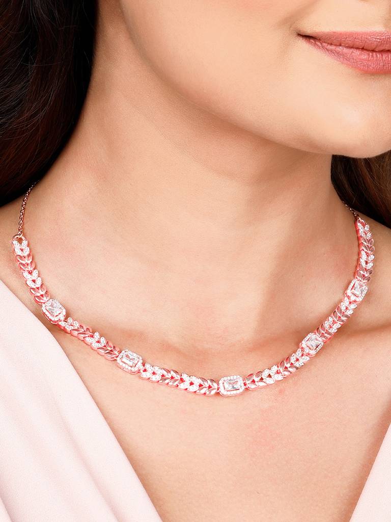 Giva 925 Sterling Silver Anushka Sharma Rose Gold Braided Necklace