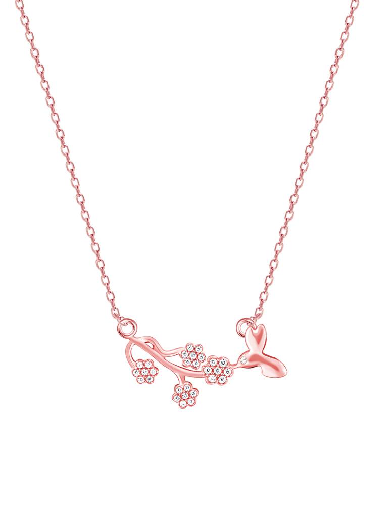 Giva 925 Sterling Silver Rose Gold Floral Vine Necklace