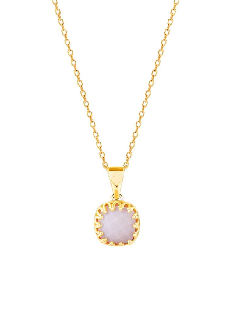 GIVA 925 Sterling Silver Golden White Chalcedony Pendant with link Chain