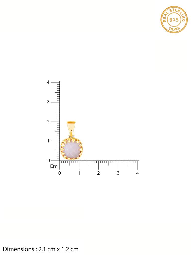 GIVA 925 Sterling Silver Golden White Chalcedony Pendant with link Chain