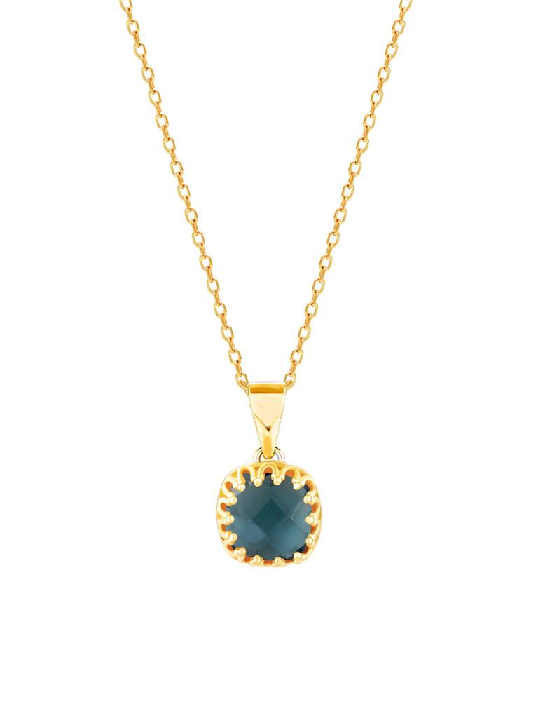 GIVA 925 Sterling Silver Golden Galaxy Blue Chalcedony Pendant with Link Chain