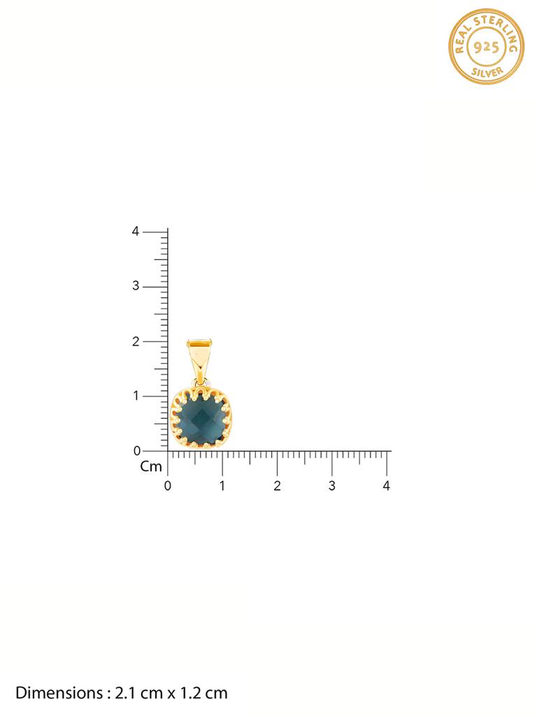 GIVA 925 Sterling Silver Golden Galaxy Blue Chalcedony Pendant with Link Chain