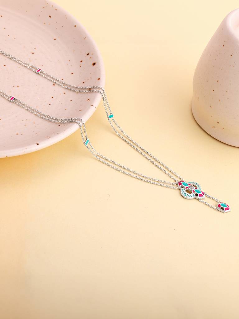 Oxidized Silver Quatrefoil Necklace : PD01884