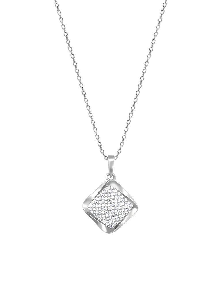 Giva 925 Sterling Silver Classic Cut Square Pendant With Link Chain