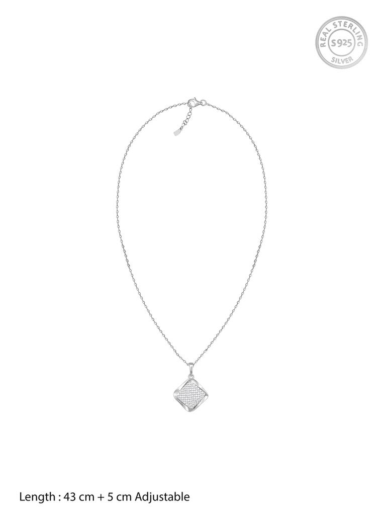 Giva 925 Sterling Silver Classic Cut Square Pendant With Link Chain