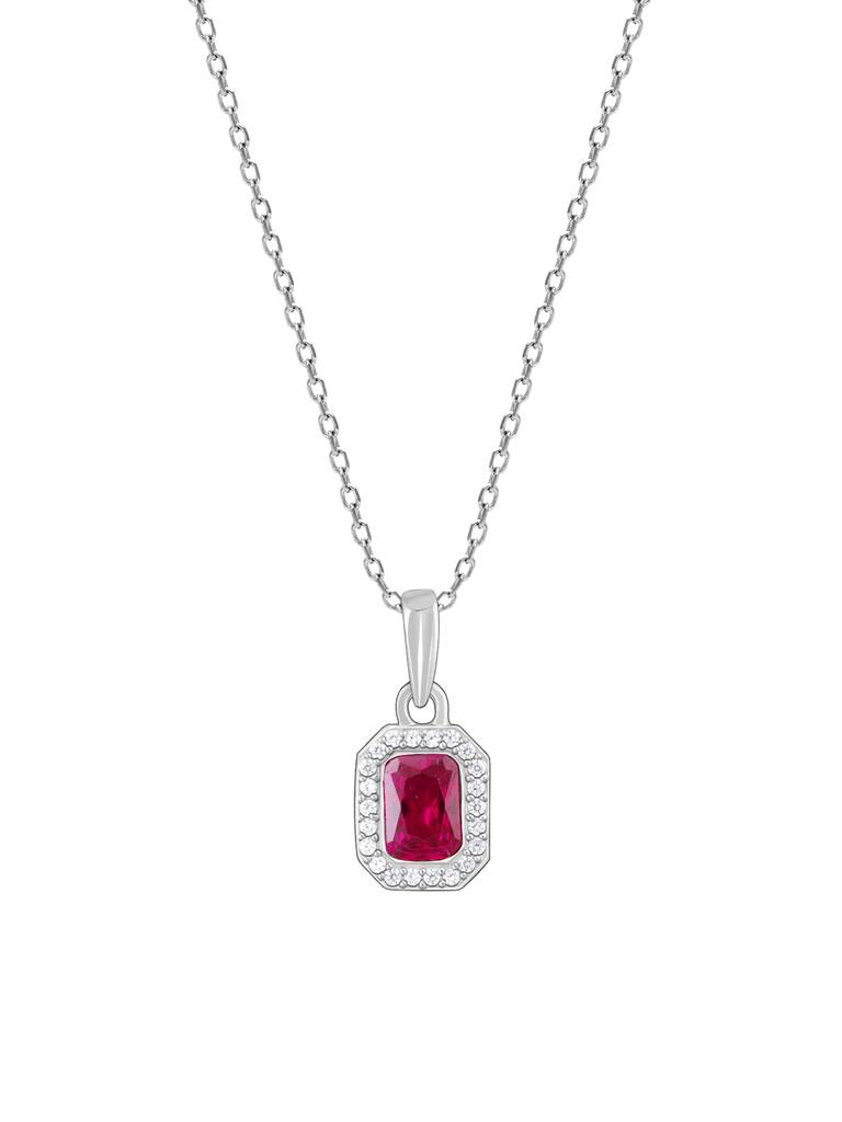 Giva 925 Sterling Silver Rosy Baguette Pendant With Link Chain