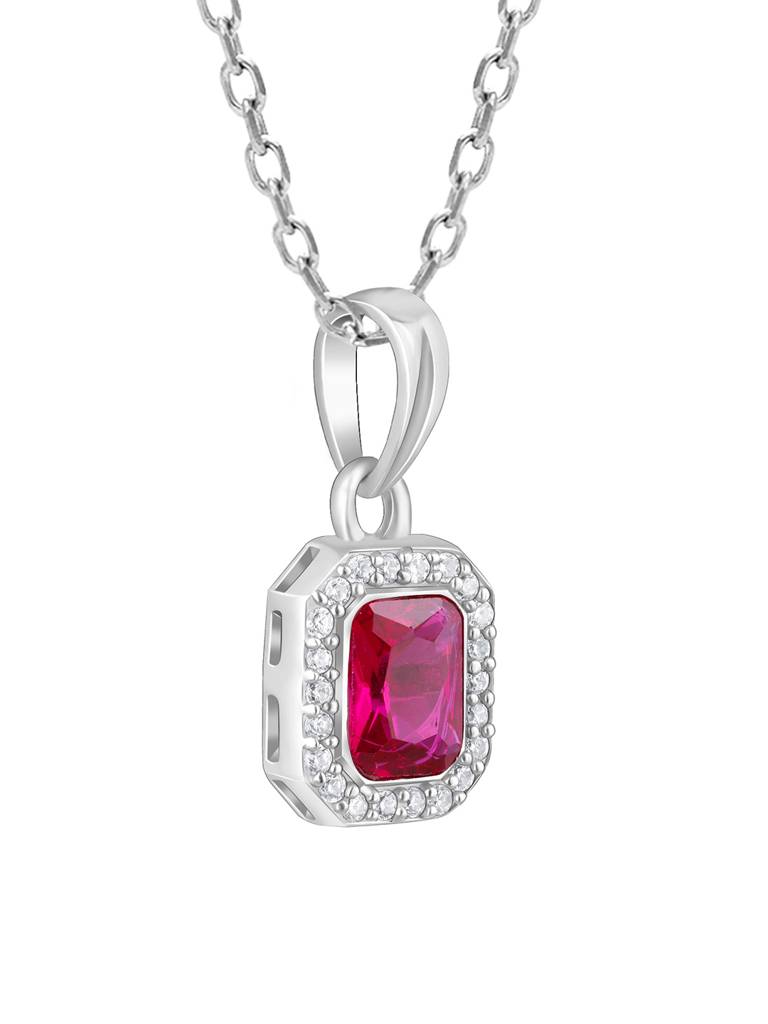 Giva 925 Sterling Silver Rosy Baguette Pendant With Link Chain