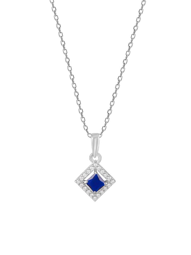 Giva 925 Sterling Silver Oceanic Square Pendant With Link Chain