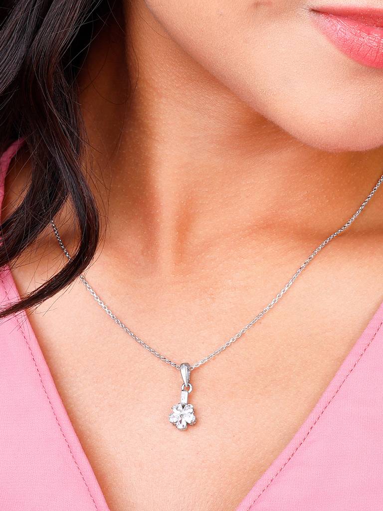 Giva 925 Sterling Silver Enchanted Floral Pendant With Link Chain