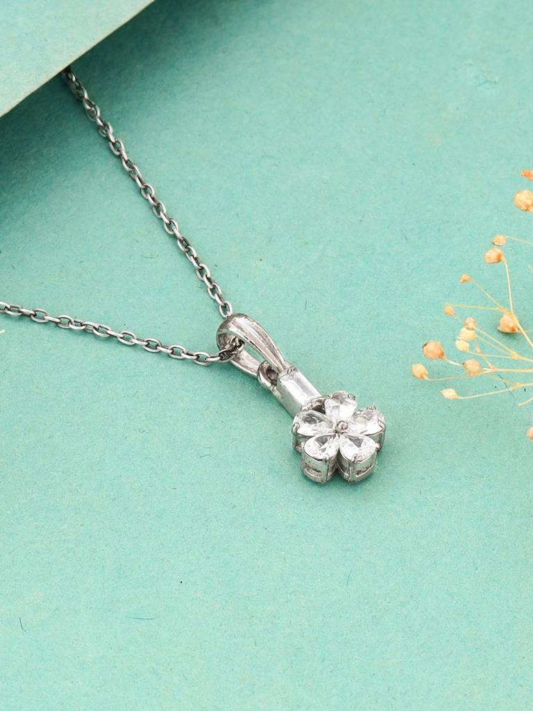 Giva 925 Sterling Silver Enchanted Floral Pendant With Link Chain