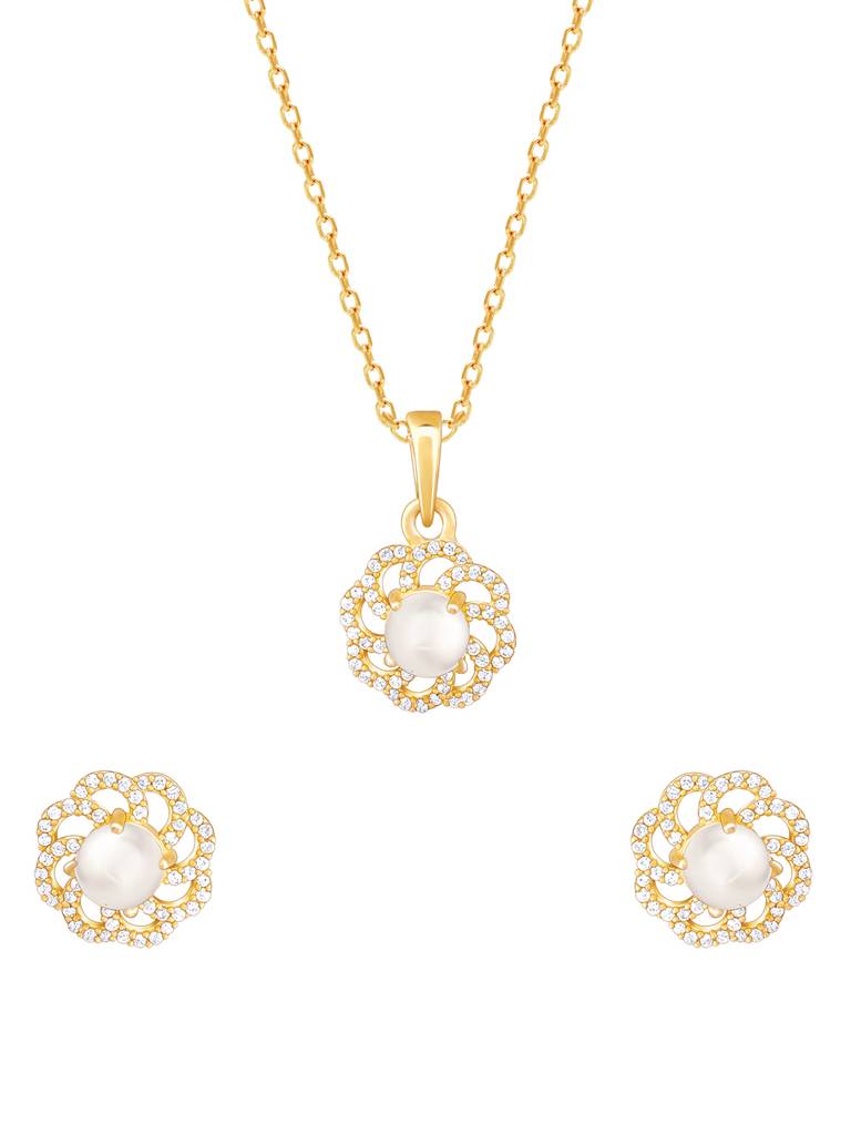 Giva 925 Sterling Silver Golden Pearl Of Bloom Set