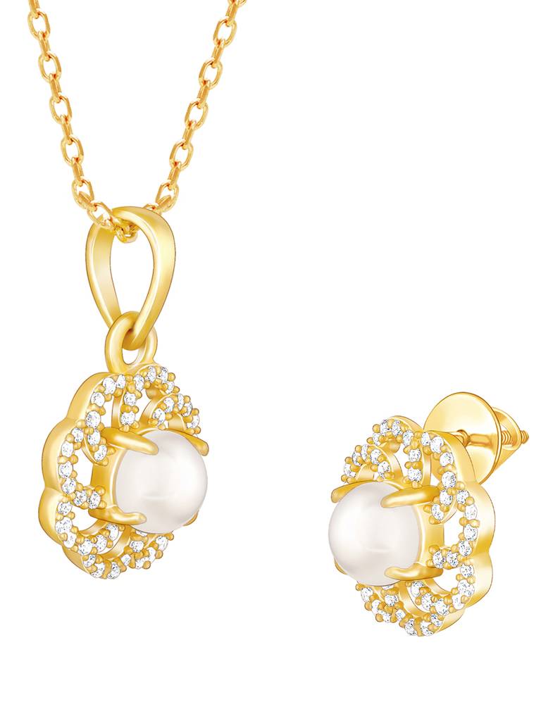 Giva 925 Sterling Silver Golden Pearl Of Bloom Set