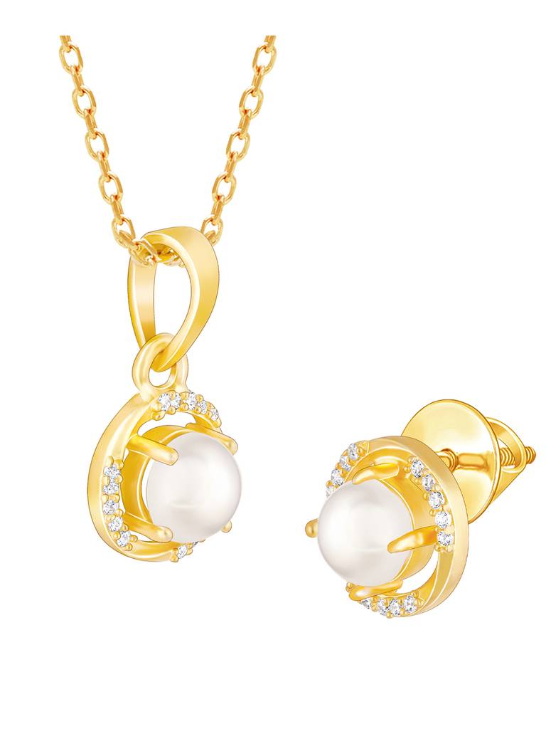 Giva 925 Sterling Silver Golden Gleaming Pearl Set
